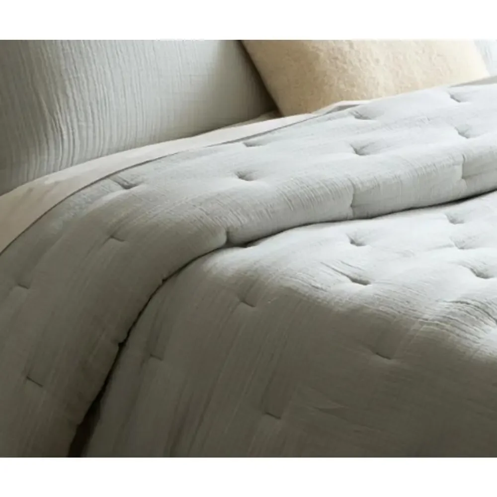 NEW Quince Twin MIST Blue Organic Cotton Gauze Set Dream Quilt + Sham